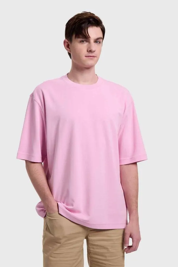 Polera hombre loose fit rosado claro