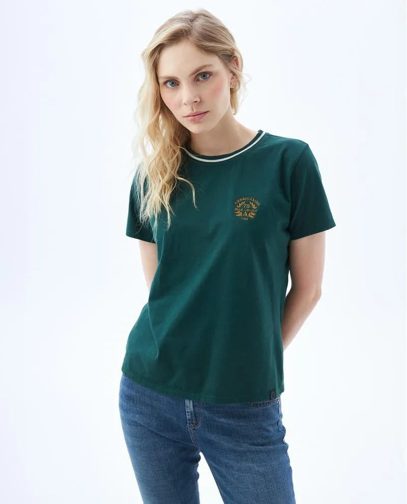 Camiseta de cuello tejido para mujer