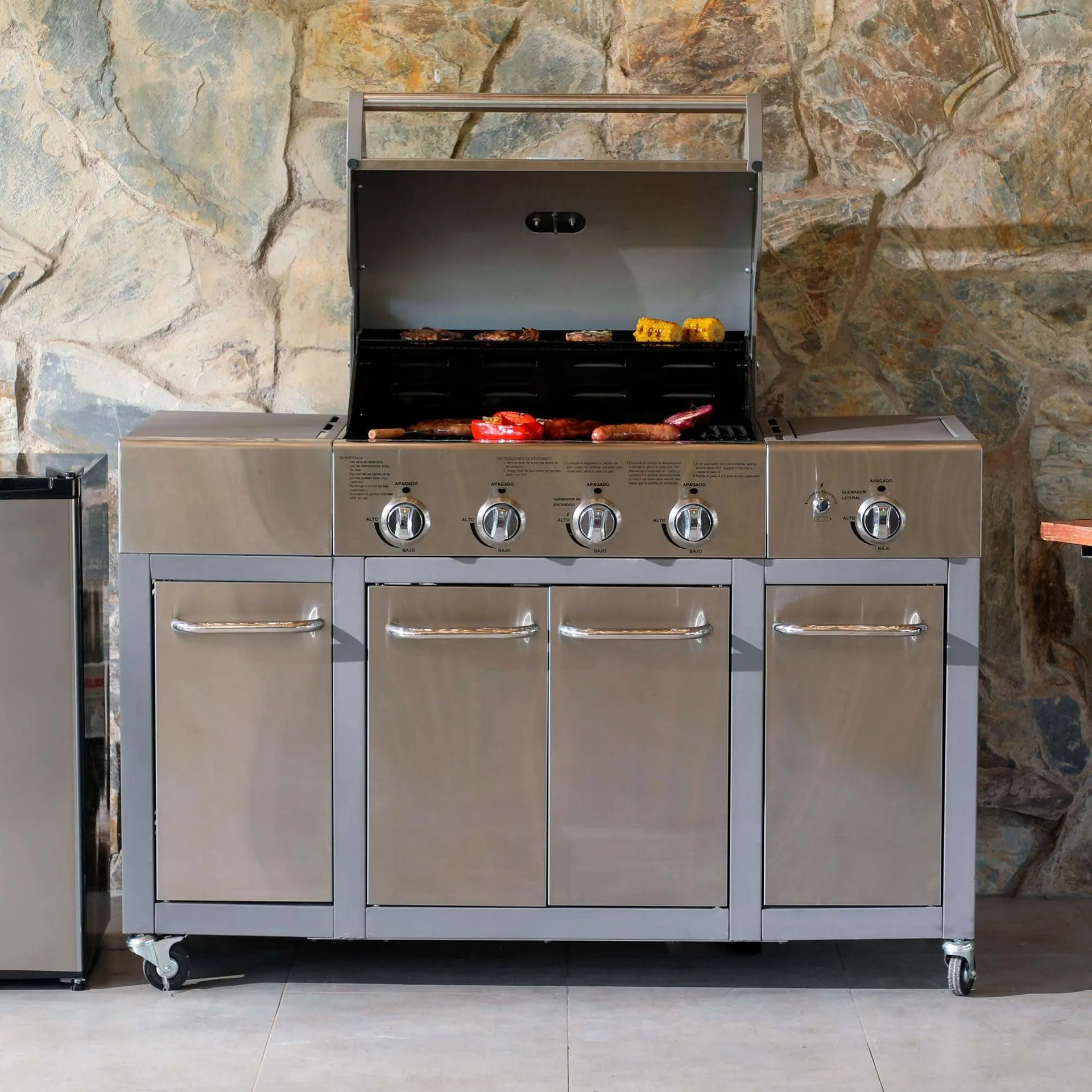 Parrilla Buffalo 4 Quemadores + Quemador Lateral BBQ401GCQLM + Funda incluida BBQ Grill