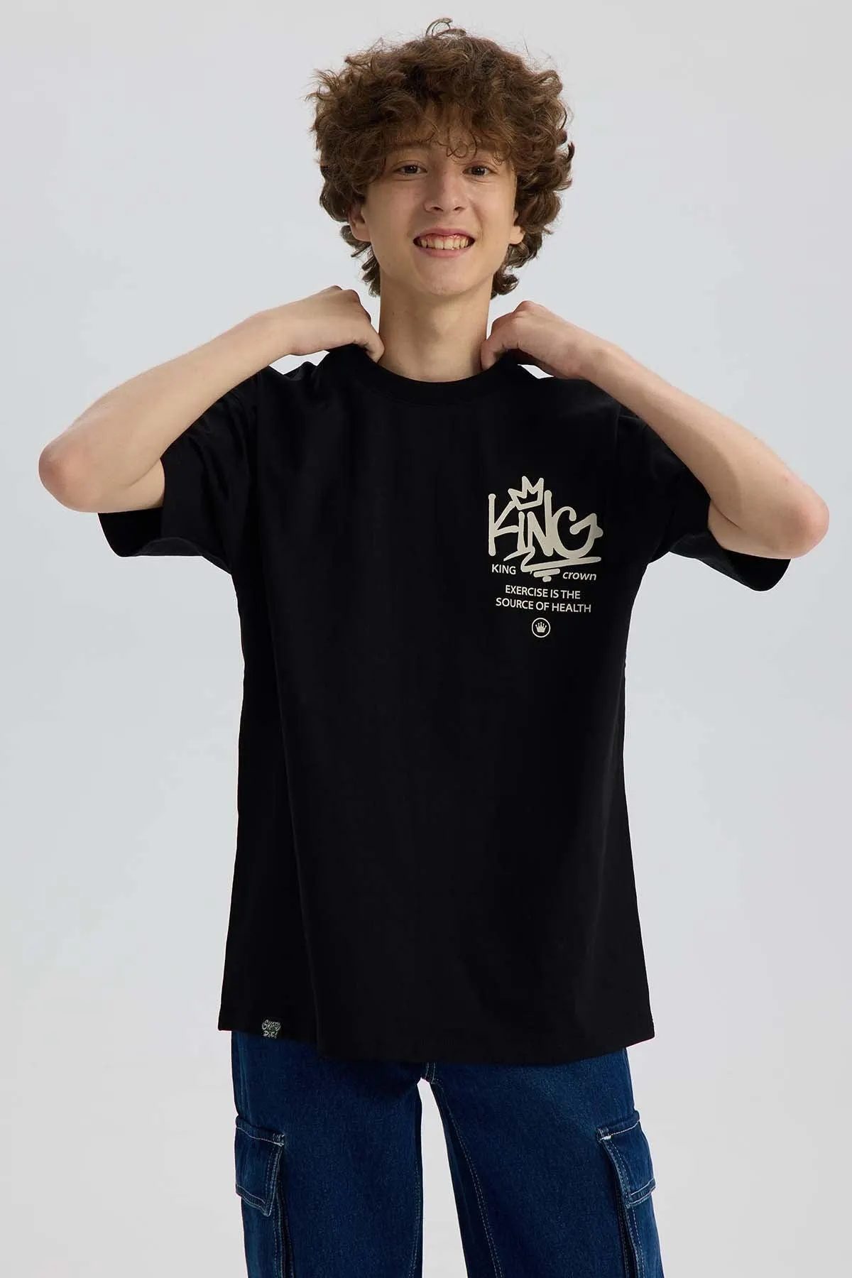 Polera Niño Con Print Negro