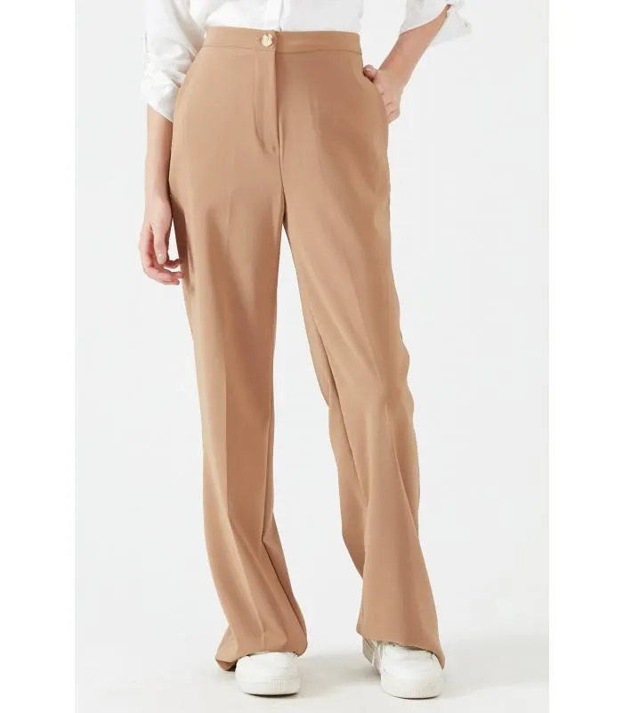 Pantalon straight camel