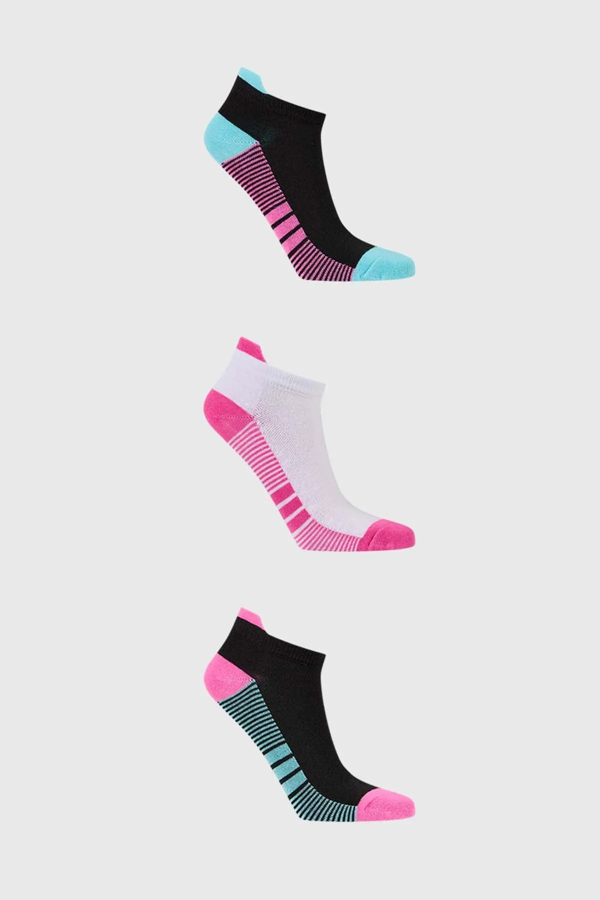 Calceta Deportiva Mujer Tripack Negro