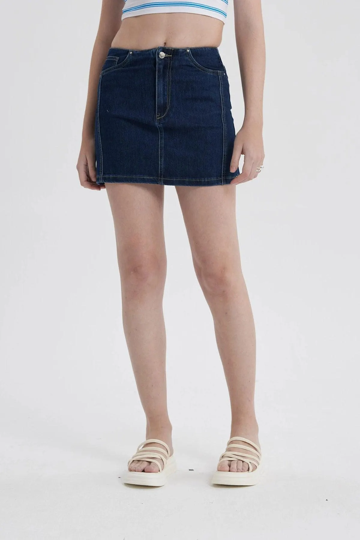 Falda Mujer Línea Cortes Azul