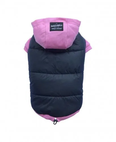 PARKA IMPERMEABLE SMALL DOGGY DOLLY ROSA Y NEGRA CON GORRO (TALLA M)