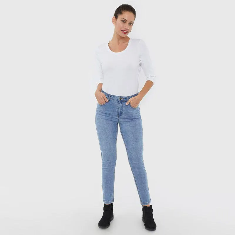 Jeans Mujer Skinny 1 Botón Azul Medio