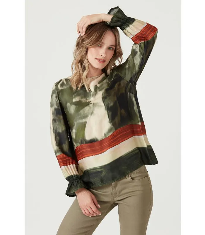 Blusa verde estampada