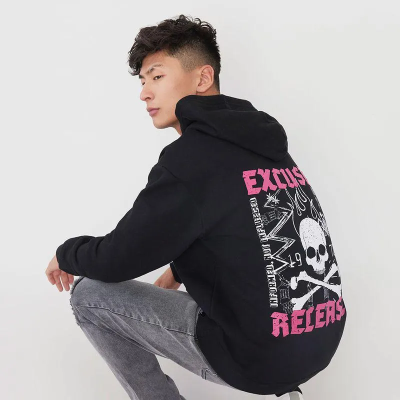 Polerón Hombre Hood Urbano Print Skull Negro