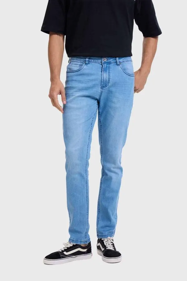 Jeans hombre slim retro wash azul