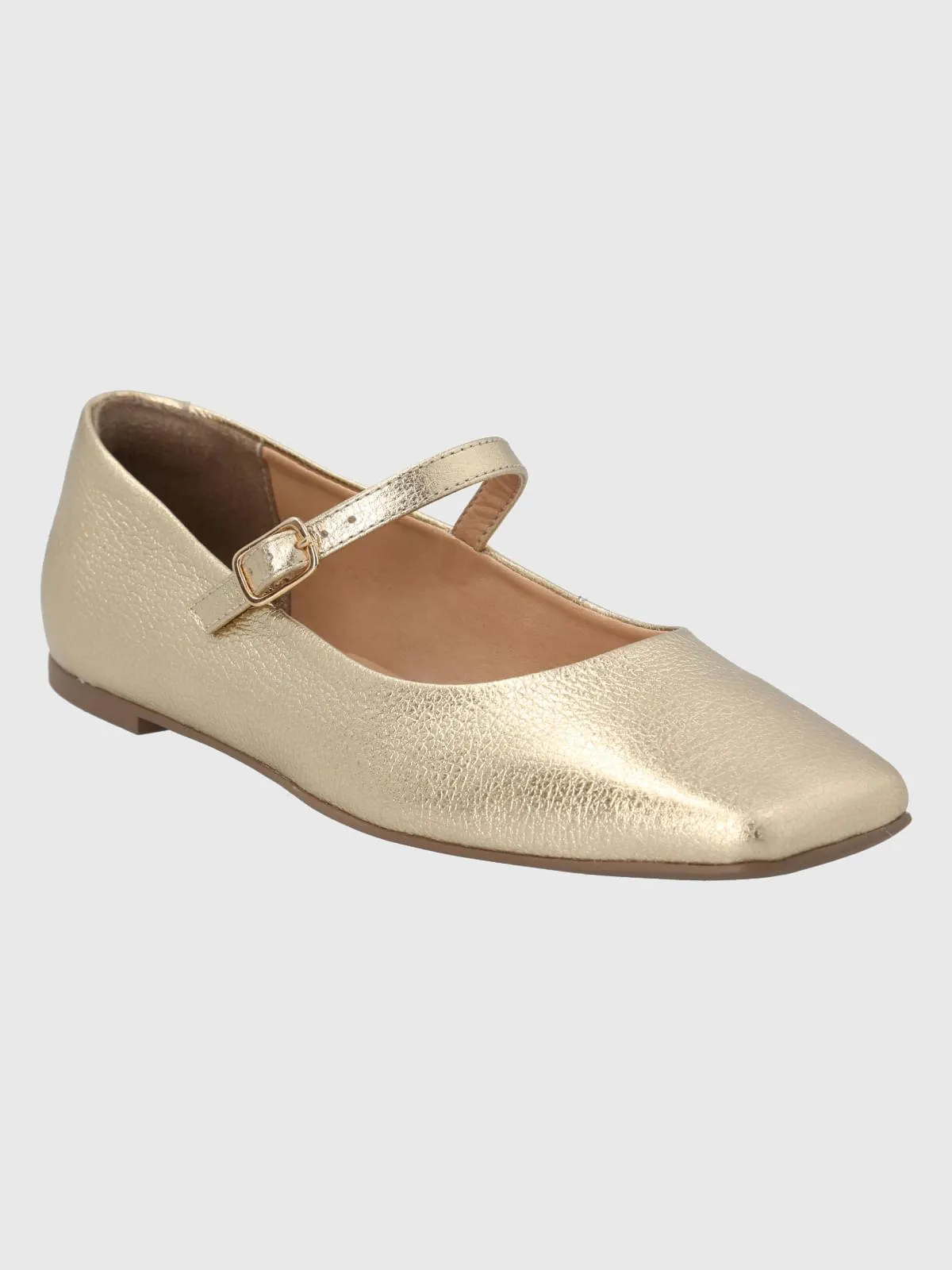 Ballerina Cuero Mujer Lovere Dorado Metalizado