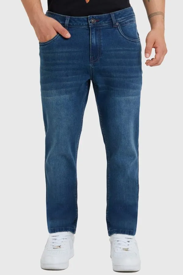 Jeans slim cortes azul petroleo