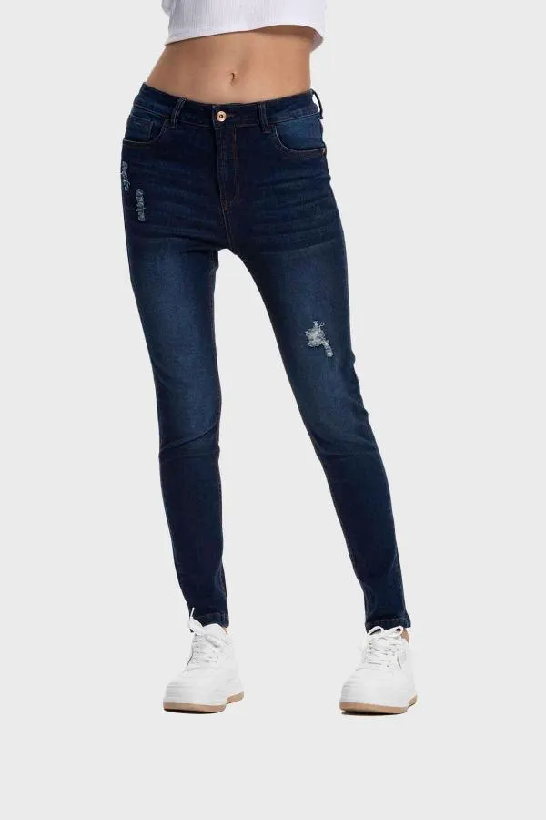 Jeans mujer super skinny lia azul oscuro iii fsp