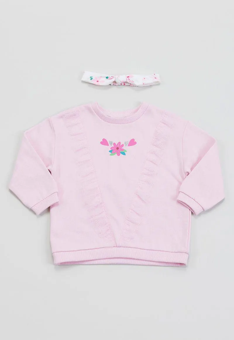 Polerón Bebe Niña Vuelitos + Cintillo Rosado