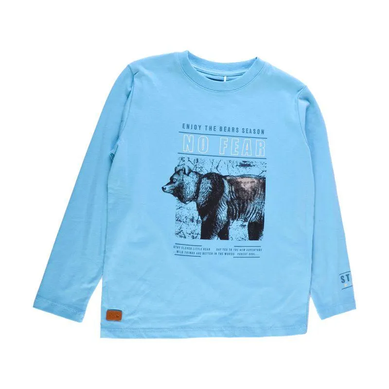 Polera Manga Larga Niño Celeste