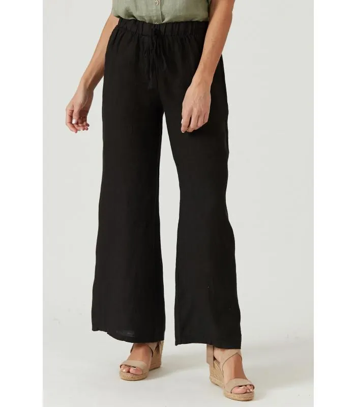 Pantalon de lino slim fit negro