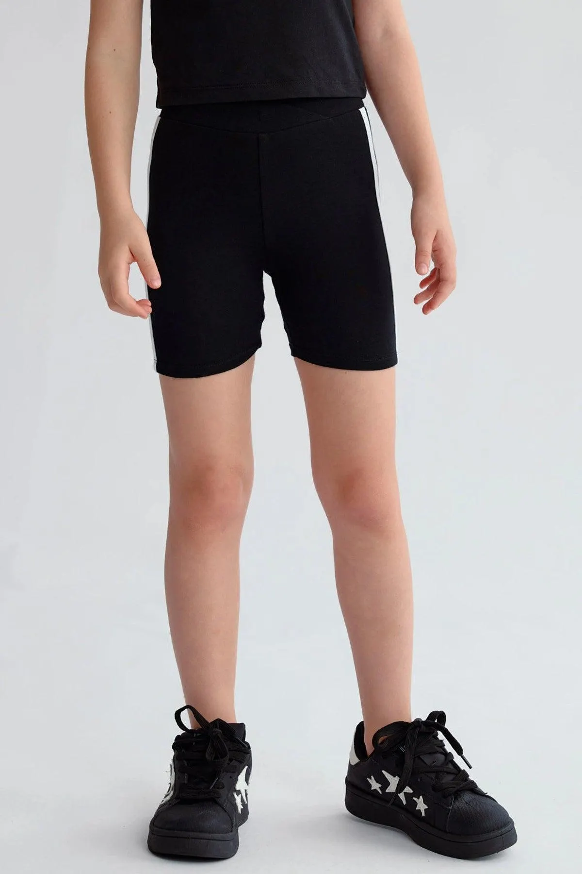 Calza Niña Biker Rayas Negro