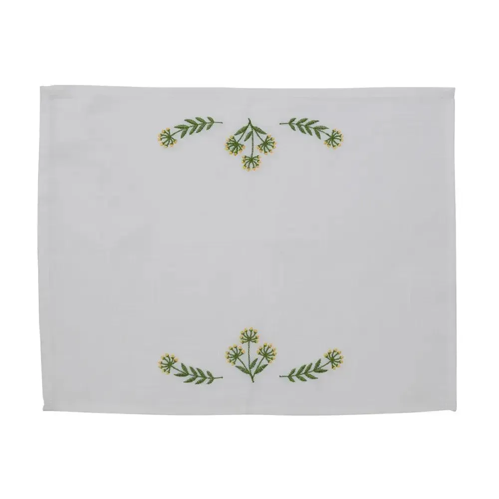 Individual Bordado 6 Piezas Diente De Leon Blanco