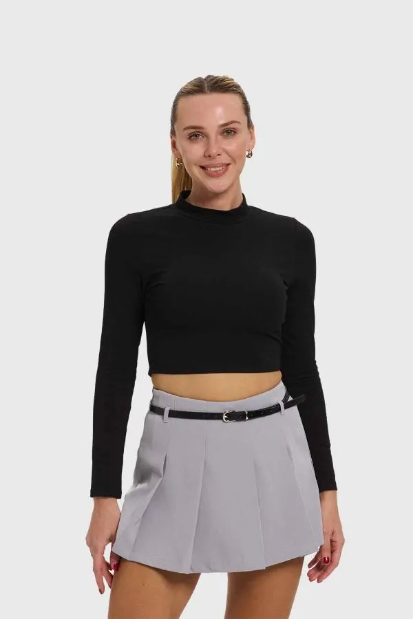 Polera mujer lisa print negro