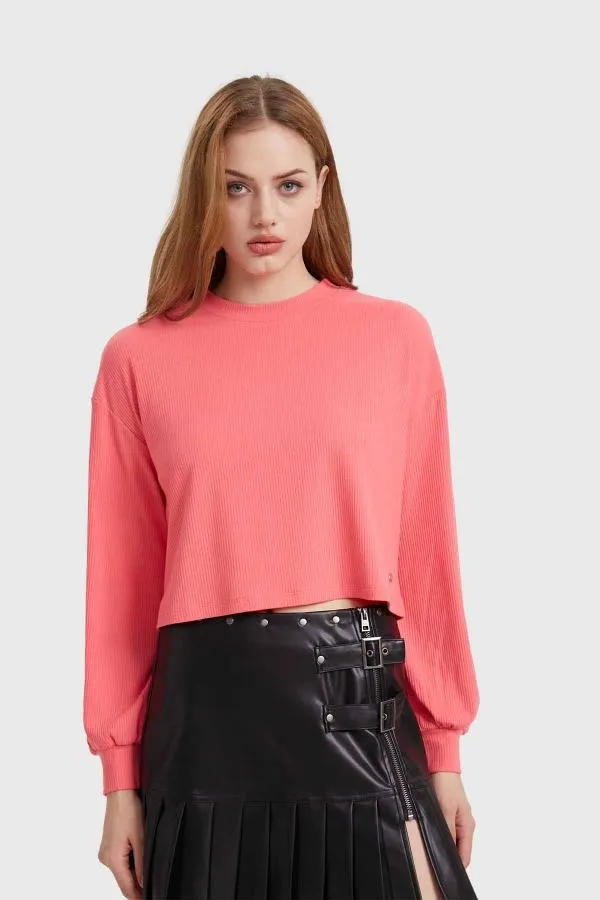 Sweater mujer crop coral