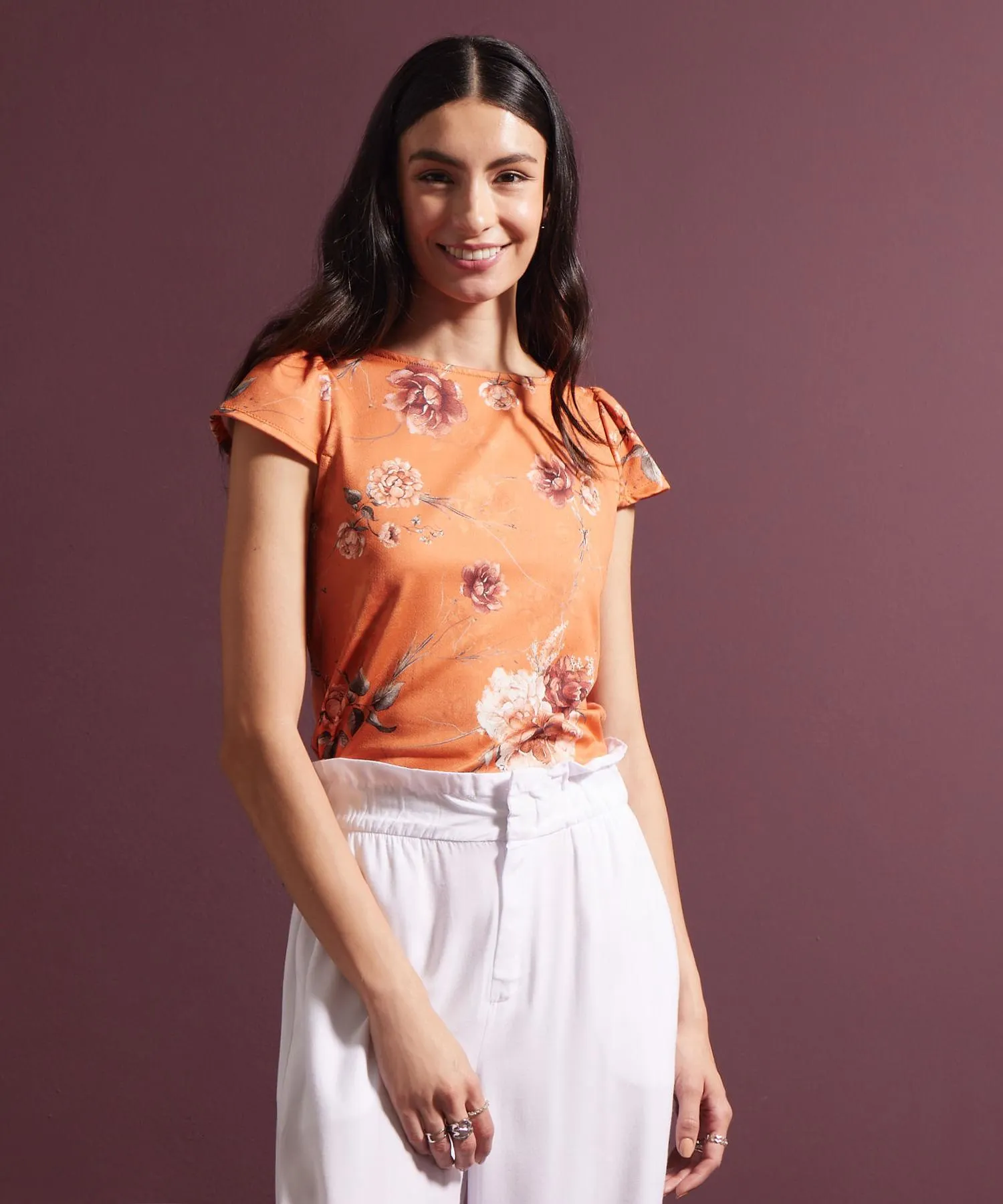 Camiseta Manga Corta Estampada Cuello Redondo