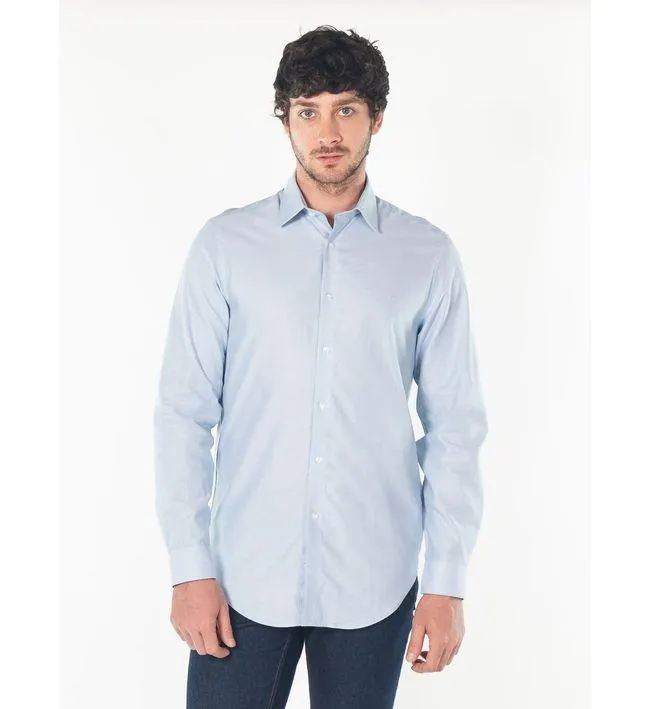 Camisa Azul Manga Larga Para Hombre