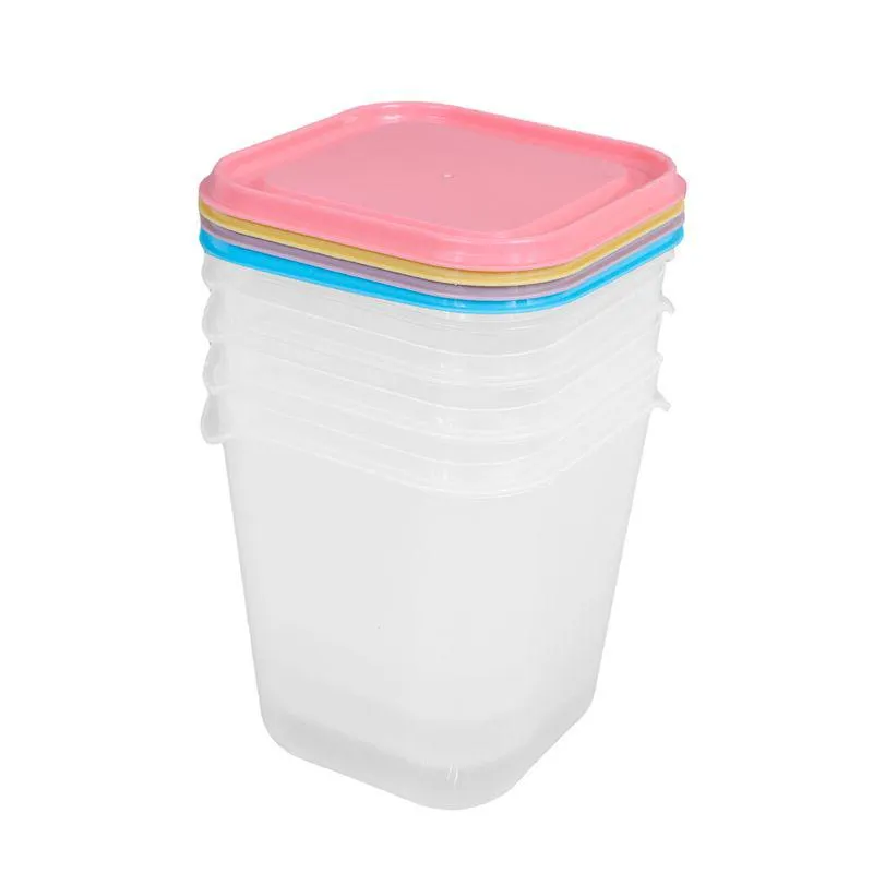 Contenedor De Plastico 1100Ml 4 Pzas Recipientes Multicolor