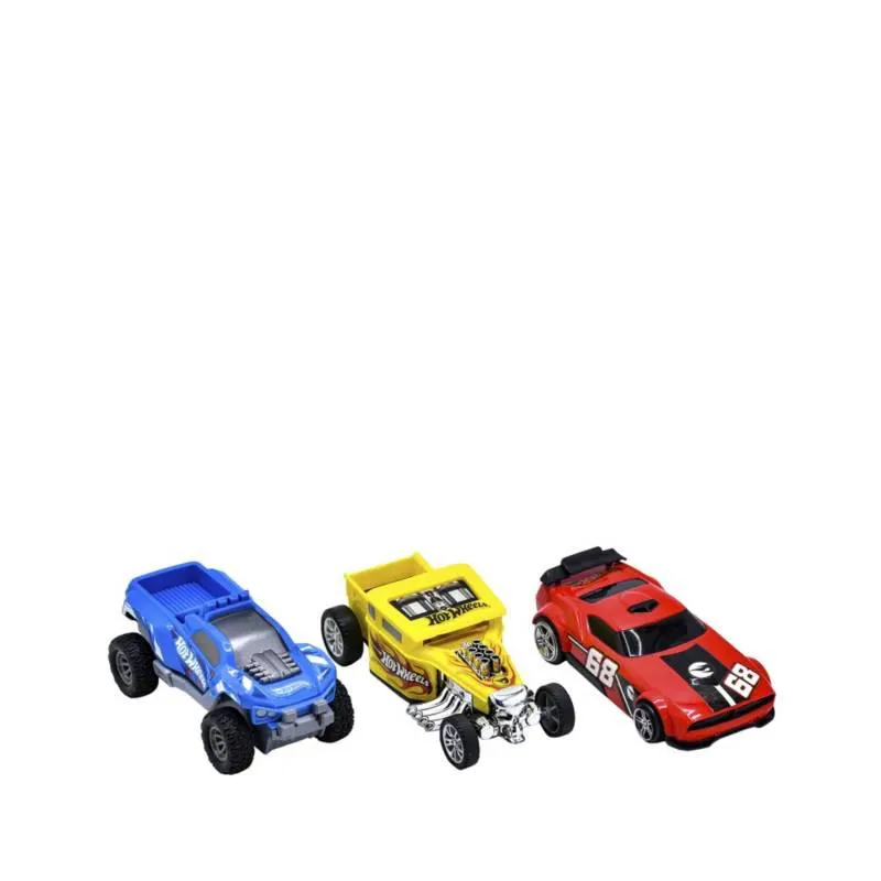 Hot Wheels Set x3 Carros fricción Fast Racer 13 Cms