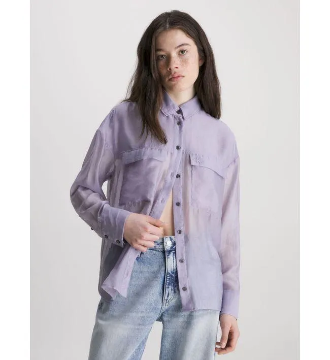Camisa Morado Utilitaria Holgada Transparente