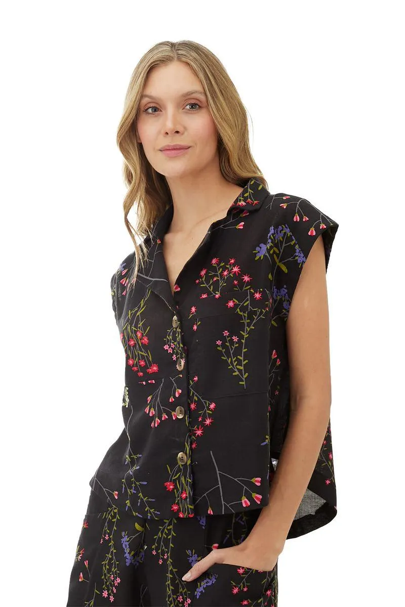 Camisa Estampado Floral Negro para mujer Ambar