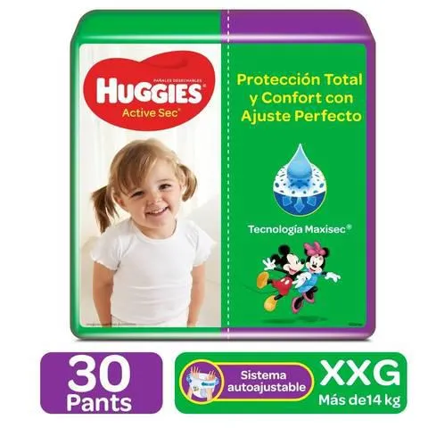 Panal Huggies Active Sec Pants Talla Xxg Pqte X 30 Und