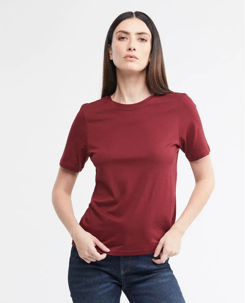 Camiseta Básica de Mujer, Manga Corta Cuello Redondo - 100% Algodón Pima