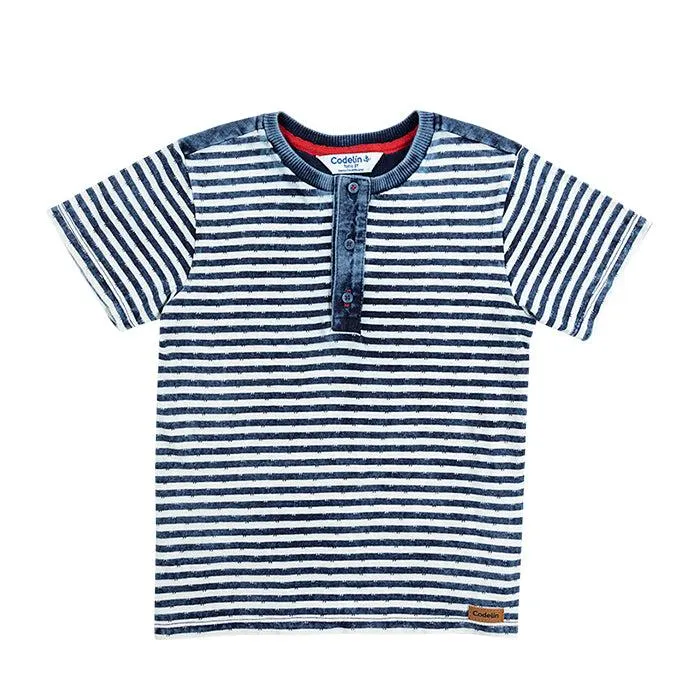 Camiseta manga corta de rayas para bebé niño