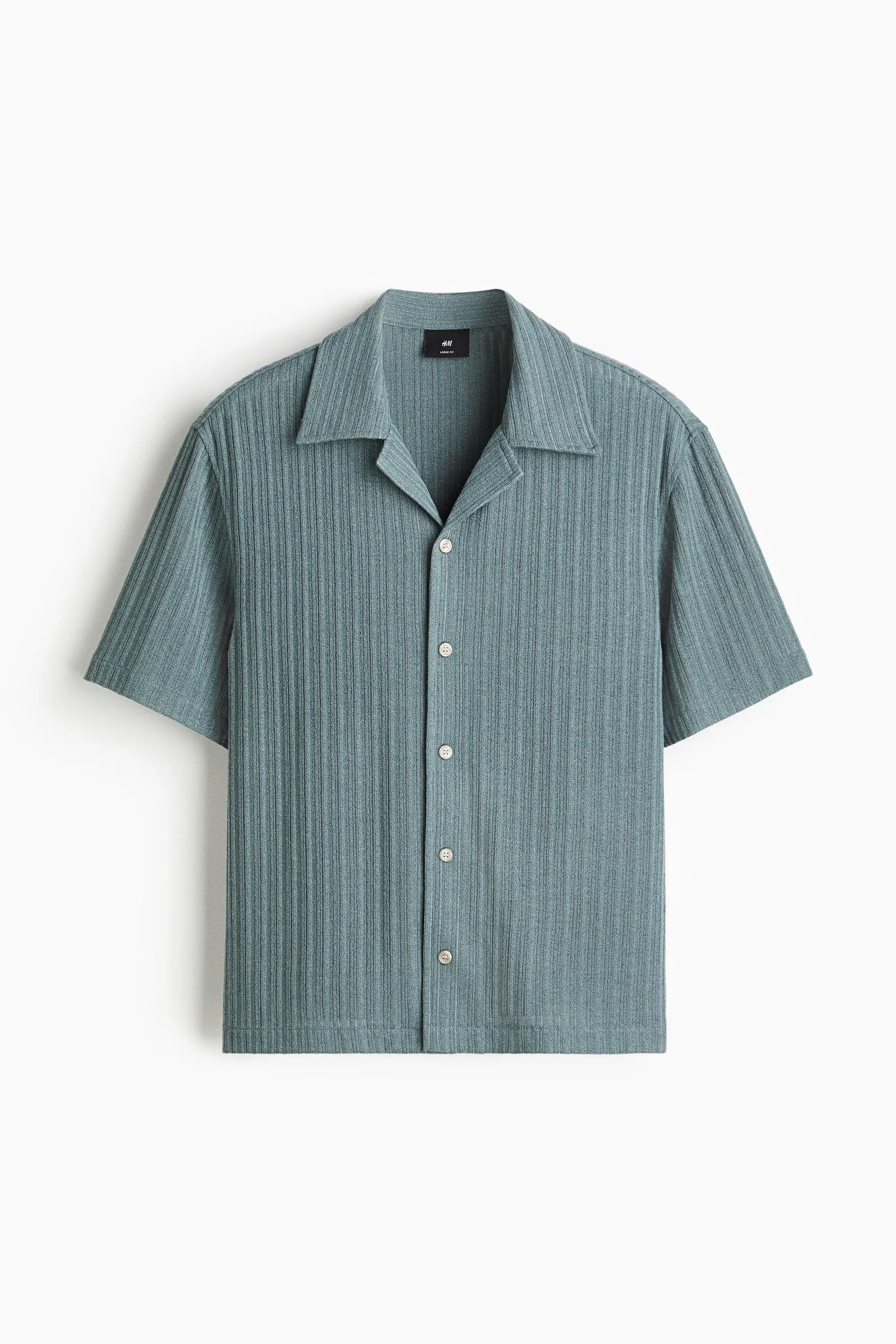 Camisa resort en tejido acanalado Loose Fit