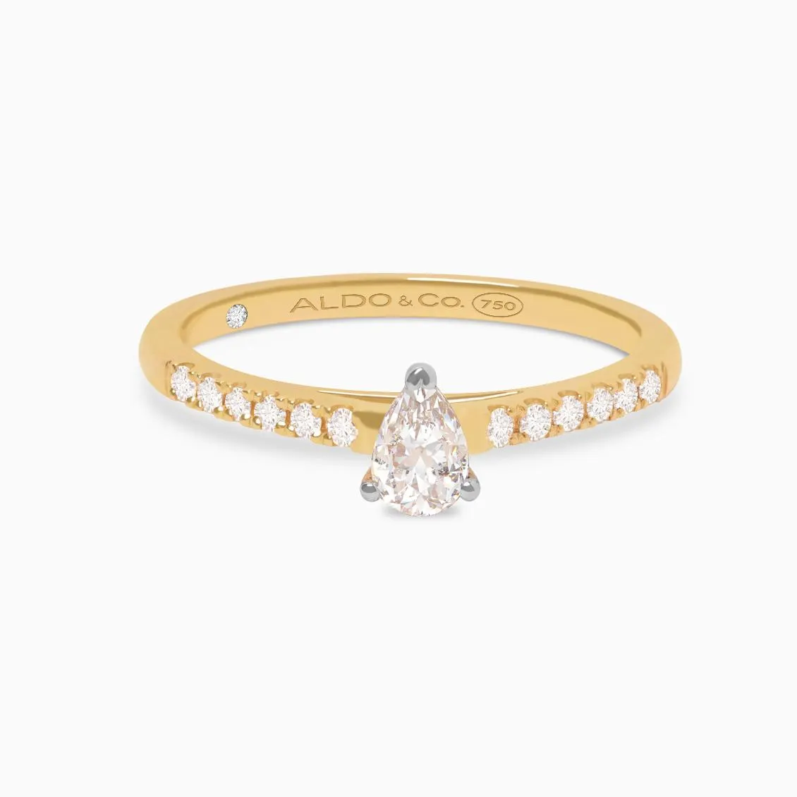 Anillo de Compromiso en oro amarillo de 18K con brillante gota