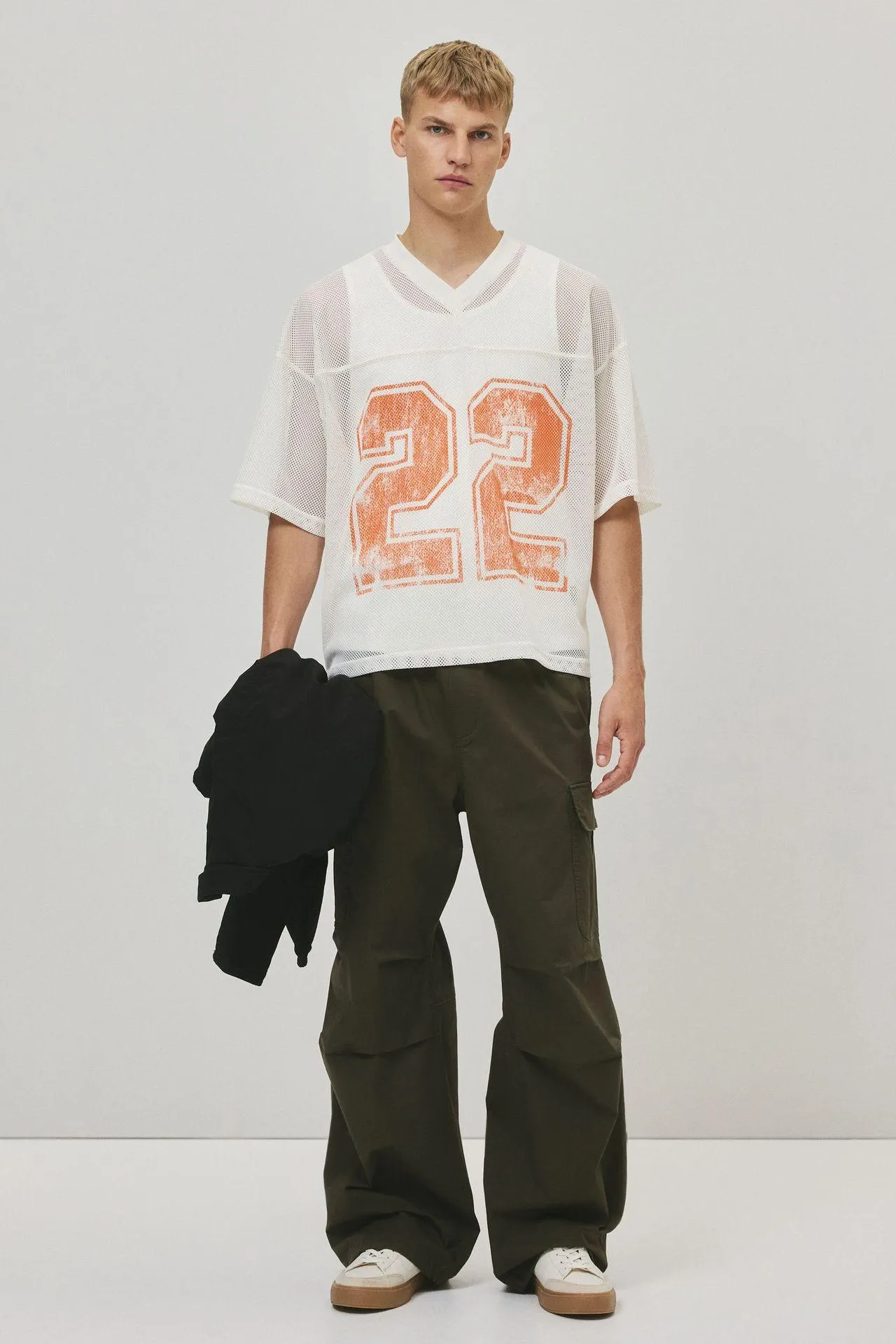 Camiseta de malla con estampado Oversized Fit