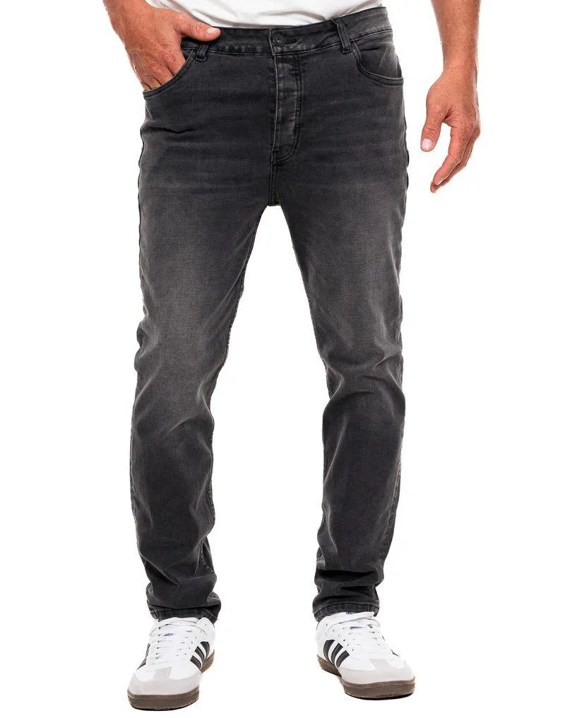 Black Skinny Fit Jeans Con Botonadura Interna