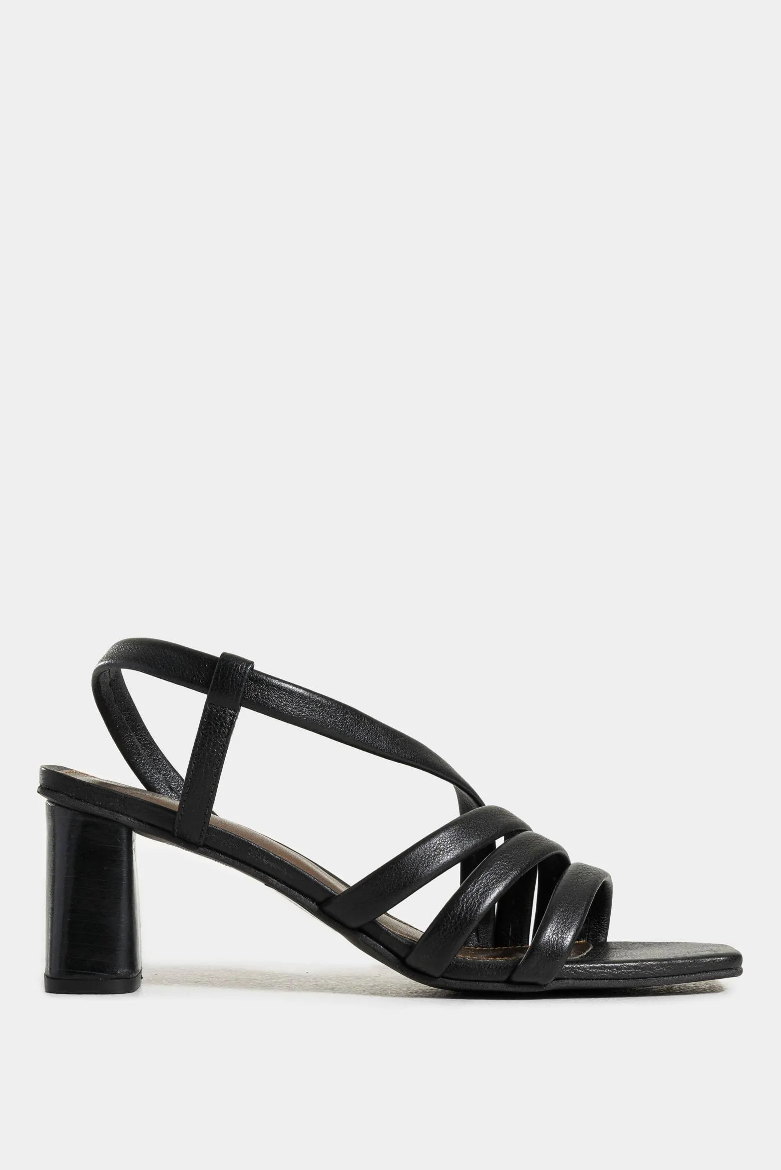 Sandalia tacón gobi de cuero liso para mujer straps