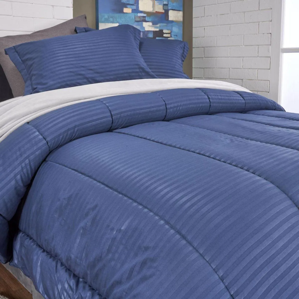 Plumón más fundón de almohada 1cm azul denim