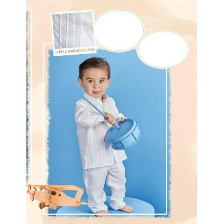 CONJUNTO GUAYABERA NIÑO REF 1197-1 BLANCO
