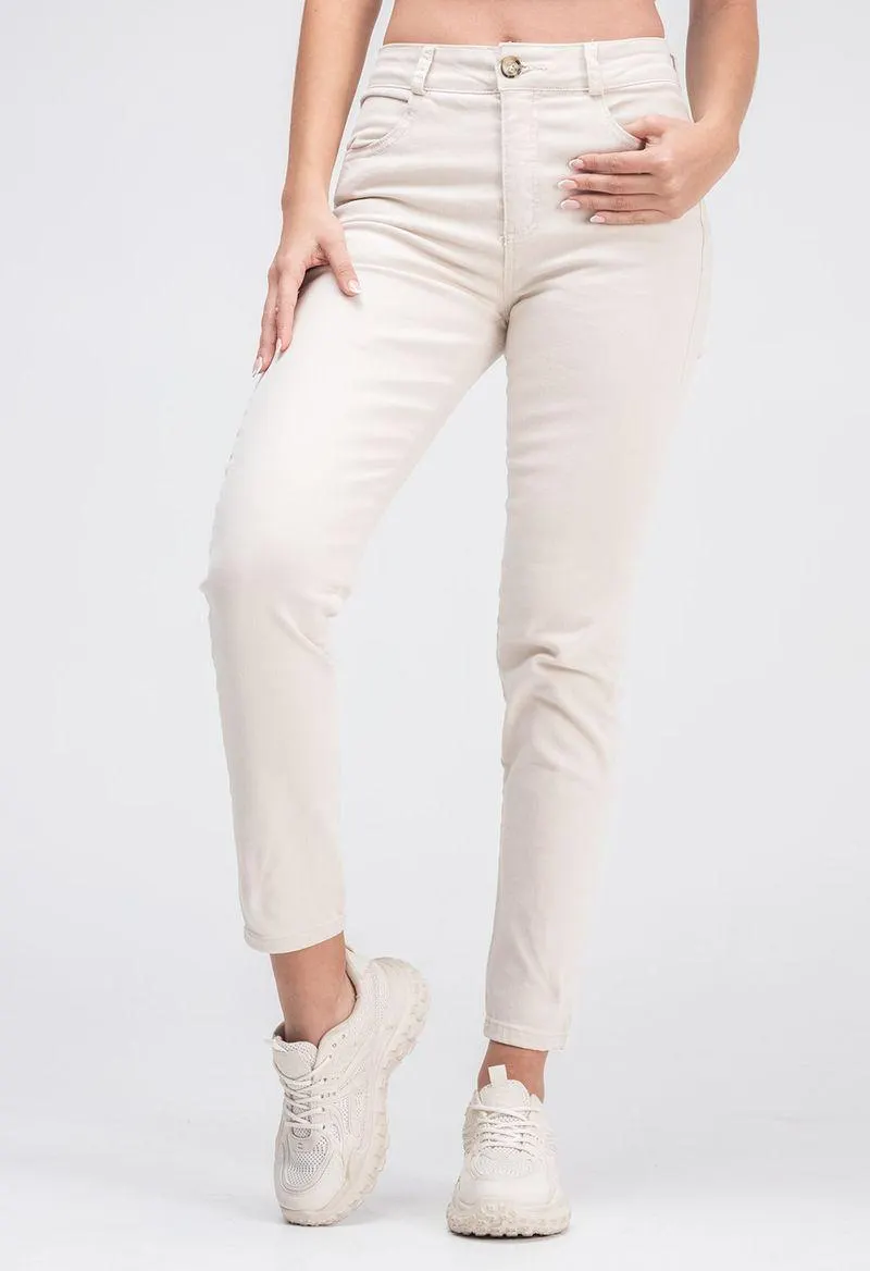 Jean vaquero tiro alto bota tubo con bolsillos,para mujer