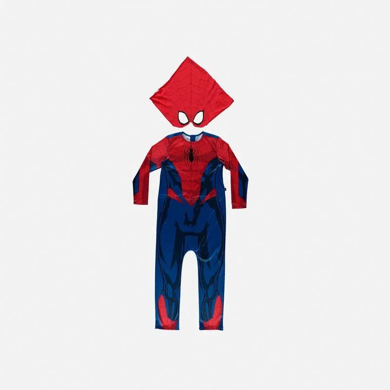 Enterizo de Spider-man manga larga con antifaz para niños