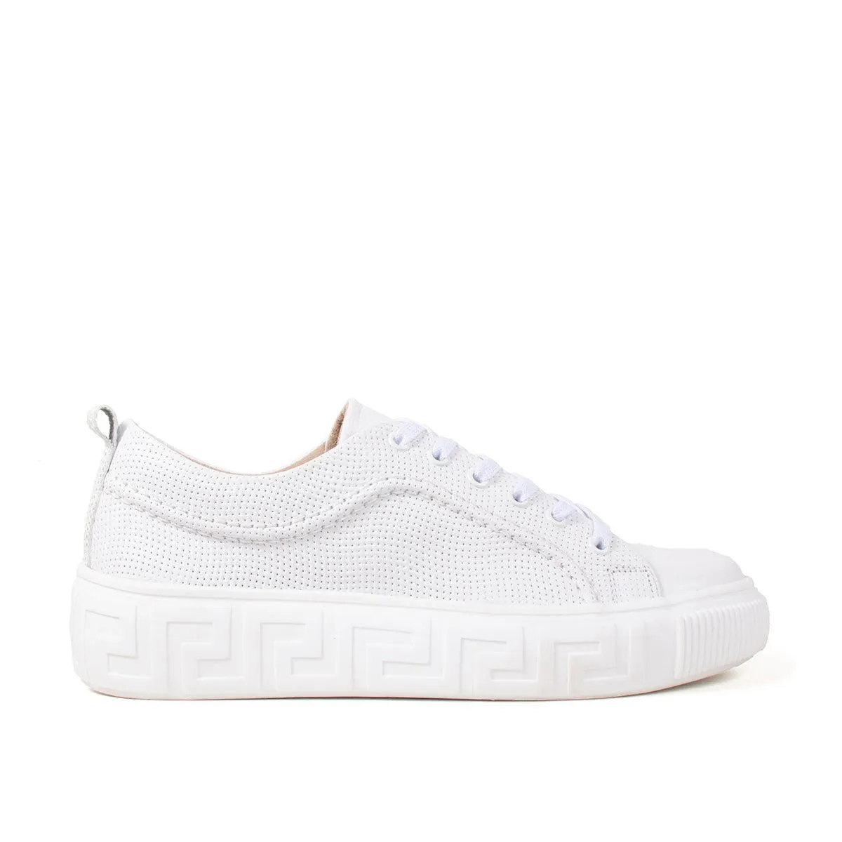 Tenis deportivos en cuero color blanco con relieve en suela, para dama