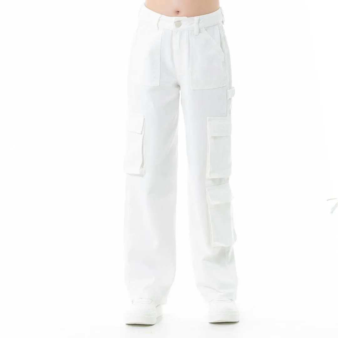 WHITE CARGO PANTS FOR GIRLS