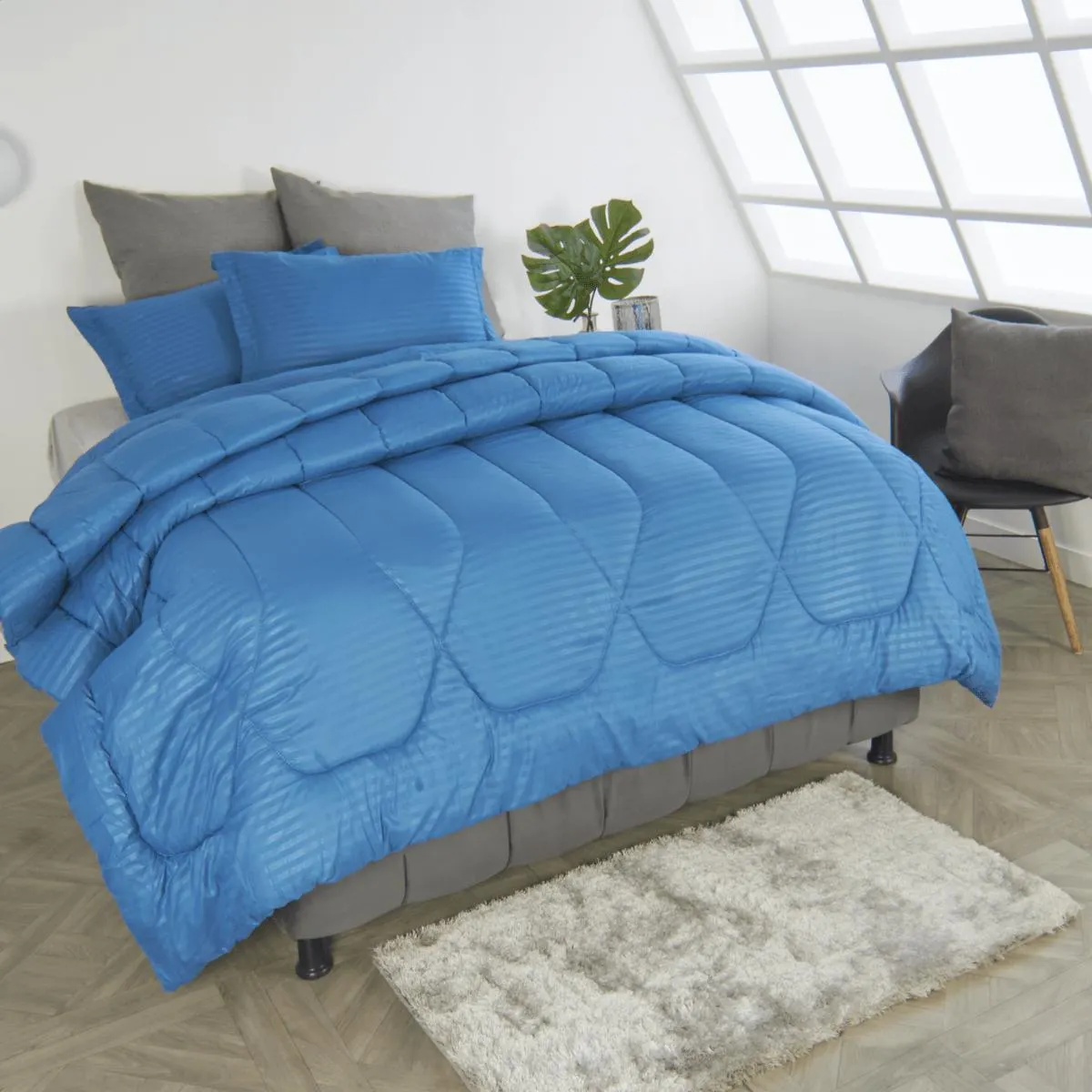 Plumón más fundón de almohada embosado azul vallarta