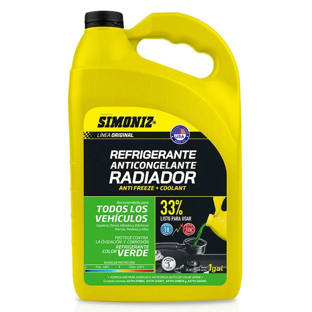 Refrigerante radiador 33 verde 1 galón Simoniz