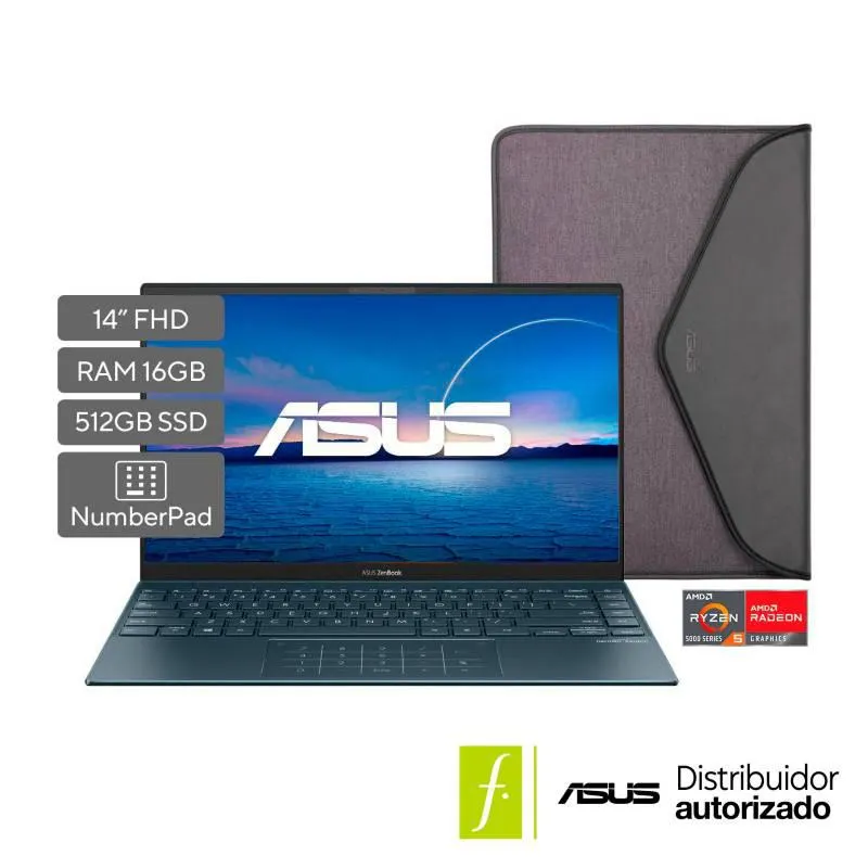 Portátil Asus Zenbook 14 | AMD Ryzen 5 | 16GB RAM | 512GB SSD | Windows 11 | 14 pulgadas | UM425QA-KI180W | Computador Portátil