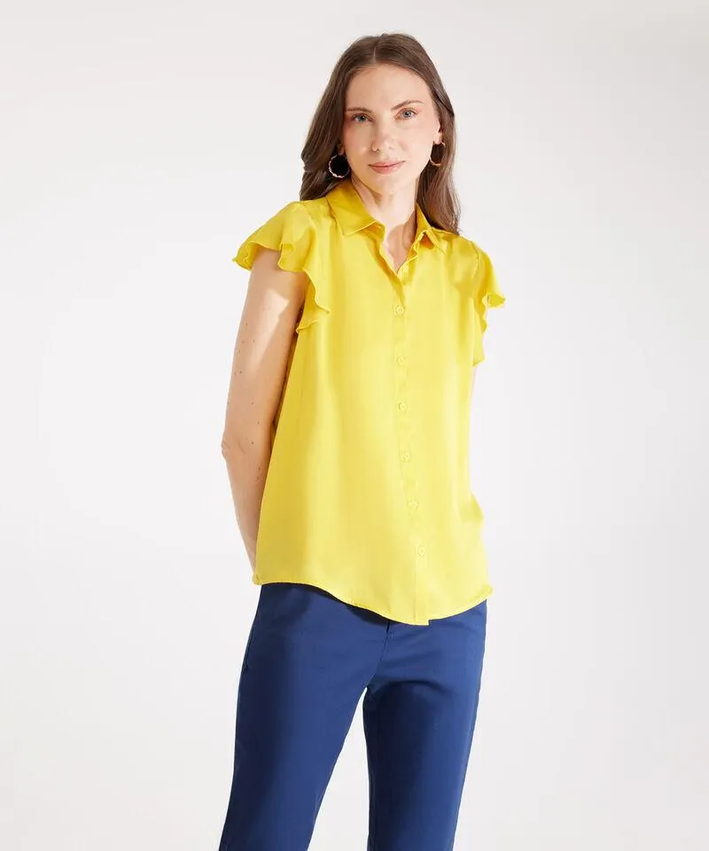 Camisa Unicolor Manga Corta Volada