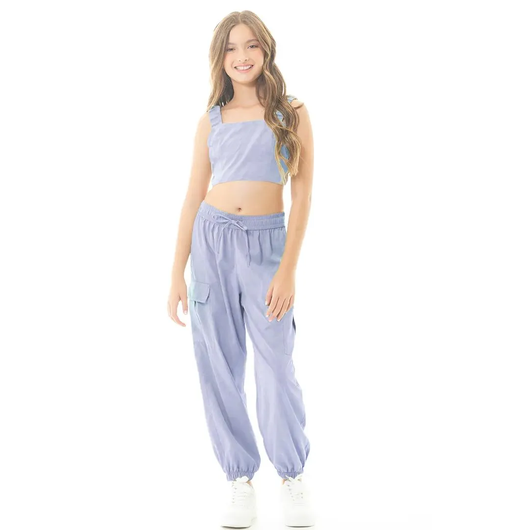 CROP TOP AND CARGO PANTS SET FOR GIRLS