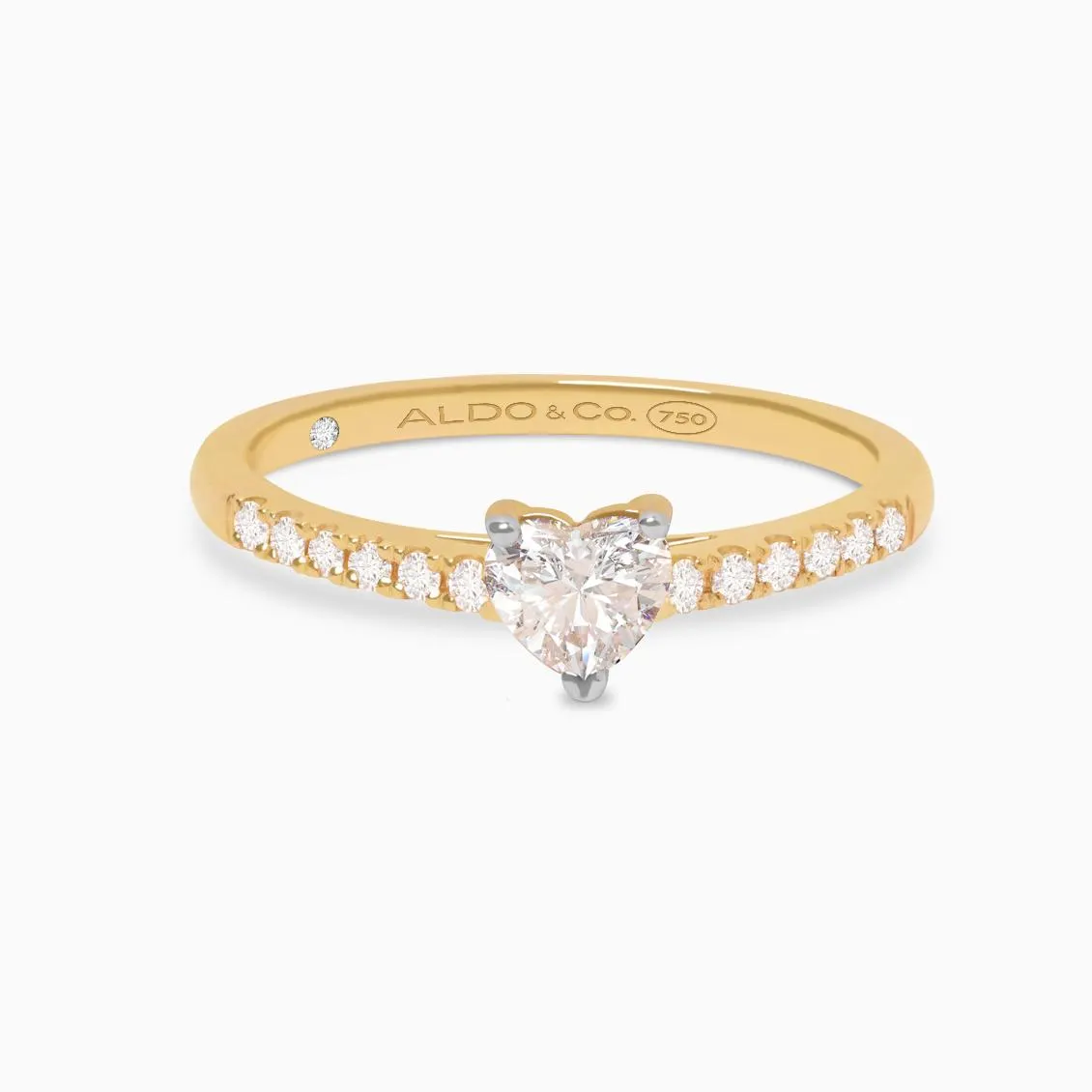 Anillo de Compromiso en oro amarillo de 18K con brillante corazón