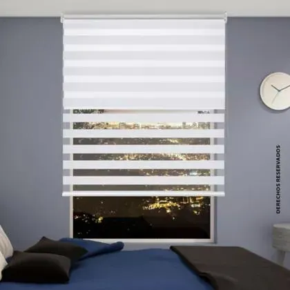 Persiana Enrollable + Blackout 2En1 Ancho 100cm Alto 180cm Color Blanco Perlado