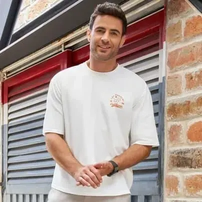 Muba Camiseta manga corta estampado localizado al lado beige XL